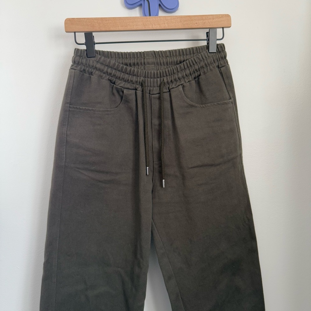 Little Puffy Small Easy Trousers Elastic Waist Drawstring Dark‎ Olive Utility - Picture 5 of 10